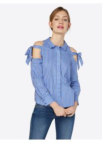 boohoo, Damen Casual Bluse Schulterfrei, Blau