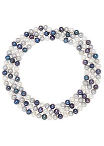 Valero Pearls, Damen Kette mit Süßwasser-Zuchtperlen, Dunkelblau / Grau / Weiß