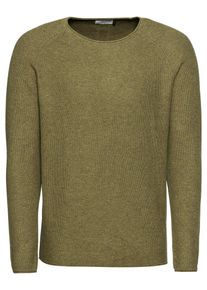 Nowadays, Herren Pullover 'The Honeycomb Crew Neck', Dunkelgr&uuml;n