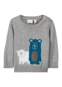 name it, M&auml;dchen Pullover, Himmelblau / Graumeliert / Wei&szlig;