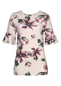 Laura Scott, Damen Shirt, Beige / Dunkelgrün / Pinkmeliert