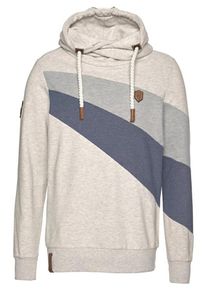 Naketano, Herren Sweatshirt 'Happiness is my Enemy', Taubenblau / Hellgrau / Graumeliert