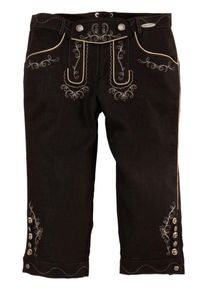 Spieth & Wensky SPIETH & WENSKY, Damen Trachtenhose 3/4 lang in Leinenoptik, Schwarz