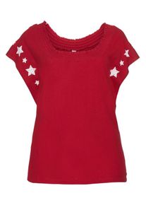 sheego Casual, Damen T-Shirt, Karminrot / Weiß