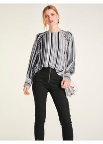Heine, Damen Bluse, Schwarz / Weiß