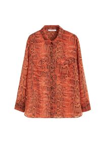 Violeta by Mango, Damen Bluse 'Snakes', Dunkelbraun / Orange / Dunkelorange