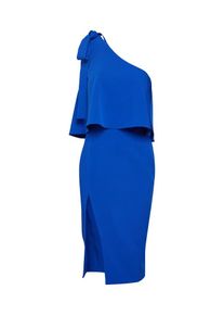 Missguided, Damen Kleid 'Blue Crepe One Shoulder Bow Sleeve Midi Dress', Blau
