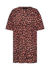 Missguided, Damen Kleid 'OVERSIZED SS TSHIRT DRESS LEOPARD', Braun / Schwarz