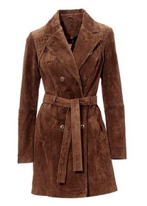 Heine, Damen Ledermantel, Porcvelours, Braun