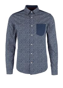 s.Oliver RED LABEL, Herren Hemd, Taubenblau / Wei&szlig;