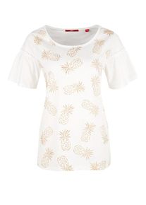 s.Oliver RED LABEL, Damen Jerseyshirt, Gold / Wei&szlig;