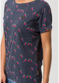 Naketano, Damen Shirt 'Doofmann Girl', Blau / Taubenblau / Grasgrün / Dunkelrot