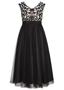 Apart, Damen Abendkleid mit Ornaten, Creme / Schwarz