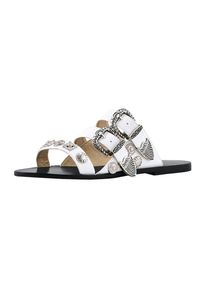 Heine, Damen Sandalette, Silber / Wei&szlig;