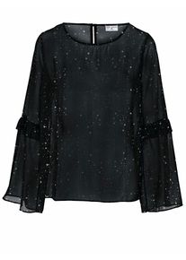 Heine, Damen Druckbluse, Schwarz / Silber