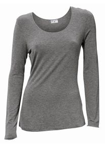 Heine, Damen Langarm-Shirt, Graumeliert