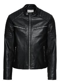 Jack & Jones JACK & JONES, Herren Lederjacke 'JORGUN PU JACKET', Schwarz