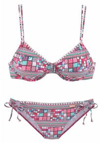 Sunseeker, Damen Bikini, Türkis / Pink / Schwarz / Weiß