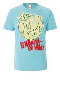 logoshirt, Herren T-Shirt 'Bamm Bamm', Beige / Türkis / Rot