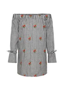 boohoo, Damen Kleid 'Rita Gingham Embroidered Shift', Schwarz / Weiß