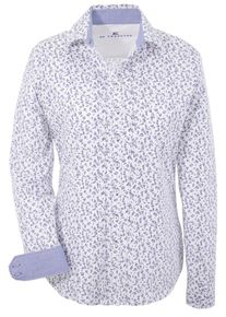OS-Trachten, Damen Trachtenbluse, Violettblau / Wei&szlig;