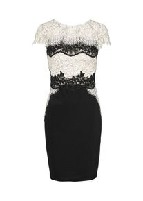 Lipsy, Damen Cocktailkleid 'MONO LACE', Schwarz / Weiß