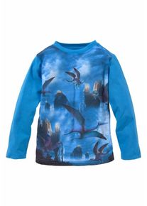 Kidsworld, Langarmshirt 'Dinosaurier', Himmelblau / Mischfarben