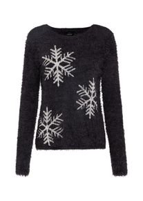 Only, Damen Strickpullover 'X-FLUFFY', Schwarz / Wei&szlig;