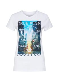 True Religion, Damen Shirt 'CREW CITY SCAPE', Weiß
