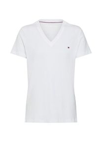 Tommy Hilfiger, Damen Shirt 'HERITAGE V-NECK TEE', Weiß