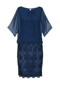 Apart, Damen Kleid aus Chiffon und Spitze, Royalblau