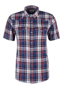 Q/S Designed By, Herren Kurzarmhemd, Blue Denim / Rot / Weiß