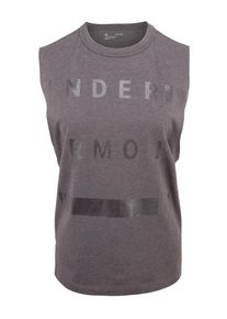 Under Armour, Damen Sportshirt 'Linear Wordmark', Greige / Dunkelgrau
