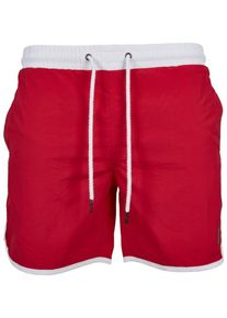 Urban Classics, Herren Swimshorts, Feuerrot / Wei&szlig;