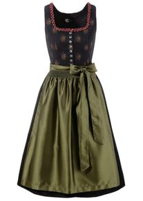 Turi Landhaus, Damen Dirndl midi mit bezauberndem Blumuster, Oliv / Schwarz