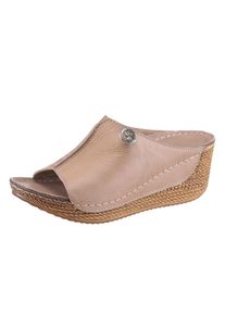 Hirschkogel, Damen Trachtenpantolette mit Hirschapplikation, Camel