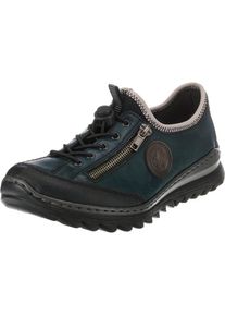 Rieker, Damen Schnürschuhe, Petrol / Schwarz