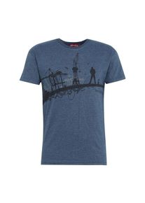 Derbe, Herren T-Shirt 'Hafenschiffer 18', Taubenblau / Schwarz