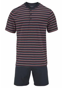 Seidensticker, Herren Pyjama kurz Shorty mit Streifen, Anthrazit / Bordeaux / Weiß
