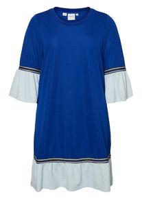JUNAROSE, Damen Peplum Kleid, Blau / Weiß