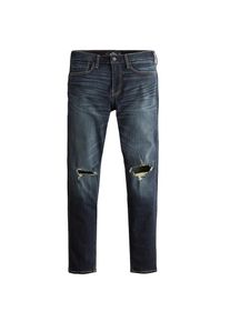 Hollister, Herren Jeans 'DARK KNEE DESTROY SUPER SKINNY 1CC', Blue Denim