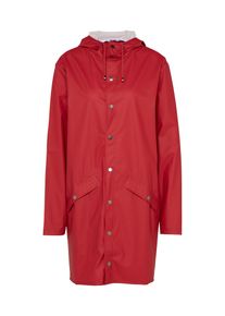 RAINS, Damen Long-Mantel mit Kapuze, Rot
