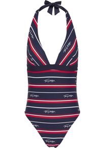 Tommy Hilfiger, Damen Badeanzug 'Classic', Navy / Rot / Weiß
