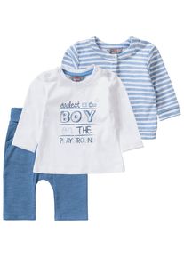 Kanz, Baby Set Sweatjacke + Langarmshirt + Softbundhose, Himmelblau / Hellblau / Wei&szlig;