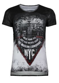 Trueprodigy, Herren T-Shirt 'The City never Sleeps', Blutrot / Schwarz / Weiß
