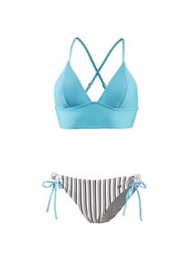 Maui Wowie, Damen Bustierbikini, Hellblau / Schwarz / Weiß