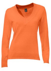Heine, Damen V-Pullover, Neonorange