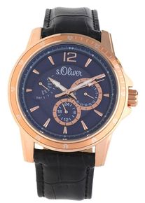s.Oliver RED LABEL, Herren Armbanduhr 'SO-15149-LMR', Dunkelblau / Rosegold / Schwarz