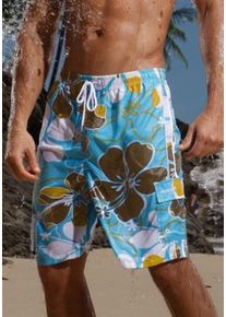 Olympia, Herren Badeshorts, Hellblau / Braun