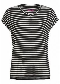 Khujo, Damen T-Shirt 'Airlia', Schwarz / Weiß